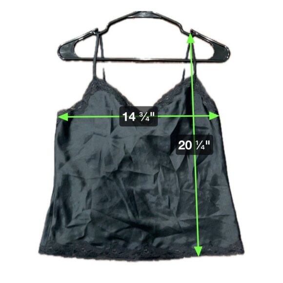 Victoria's Secret Black Lace Trim Satin Cami With Spaghetti Straps Size S - Picture 8 of 8